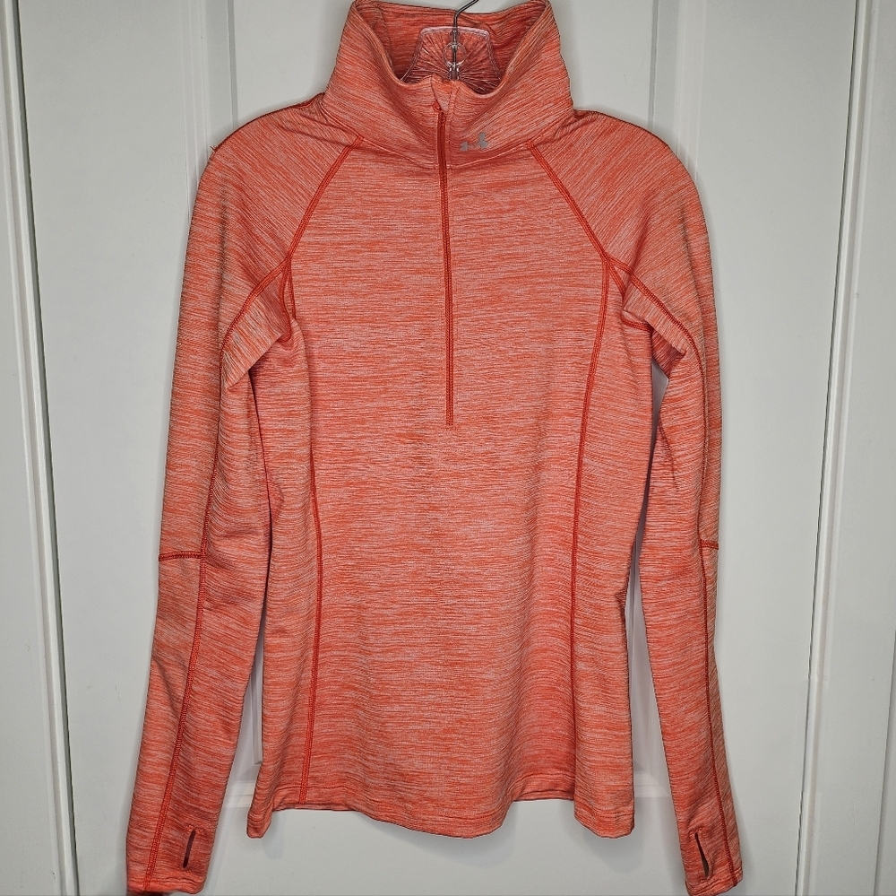 Under Armour Small Half Zip Athletic Pullover Yoga Running Top Orange Workout